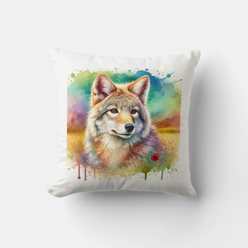 Tlalcoyote in a Serene Watercolor Environment 1806 Throw Pillow