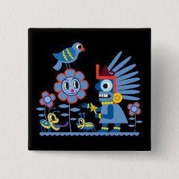 Tlaloc's Happy Spring Flower Time. Button