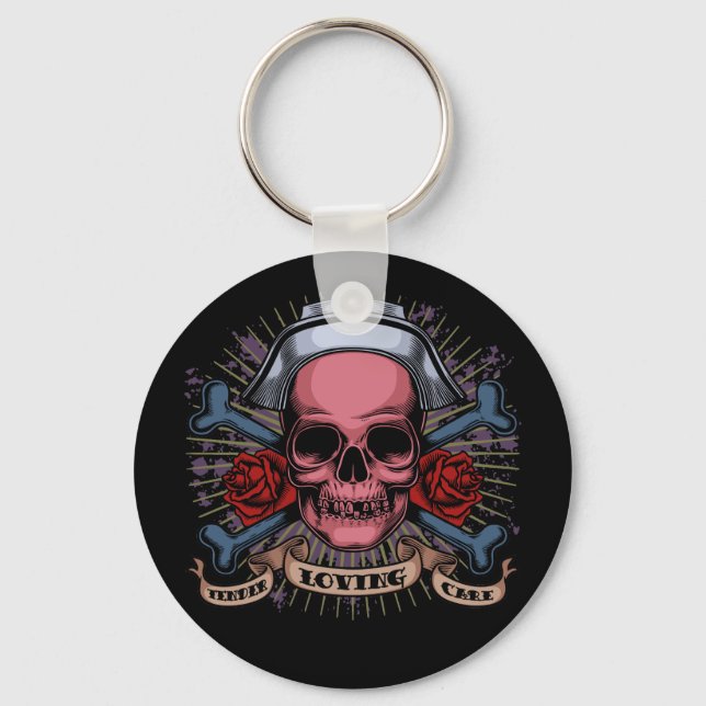 TLC Nurse Skull Keychain (Front)