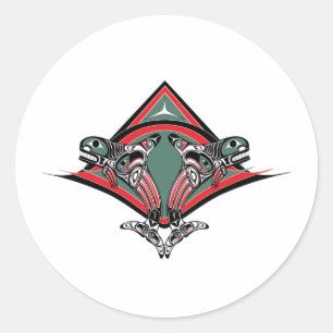 Tlingit Killer Whale & Eagle Classic Round Sticker