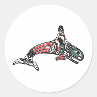 Tlingit Killer Whale & Eagle Classic Round Sticker