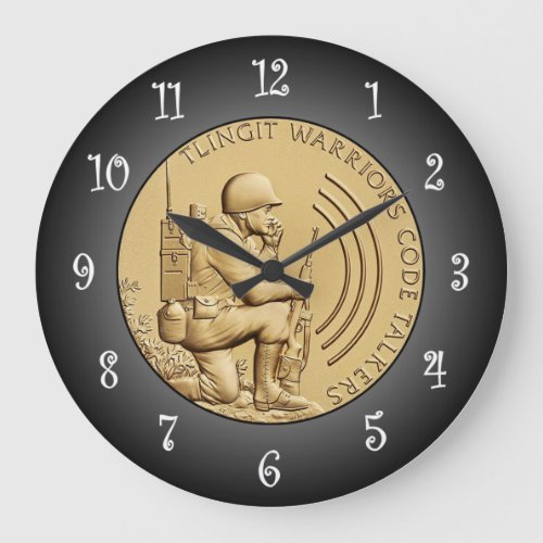 Tlingit Warriors Code Talkers Bronze Medal   Large Clock