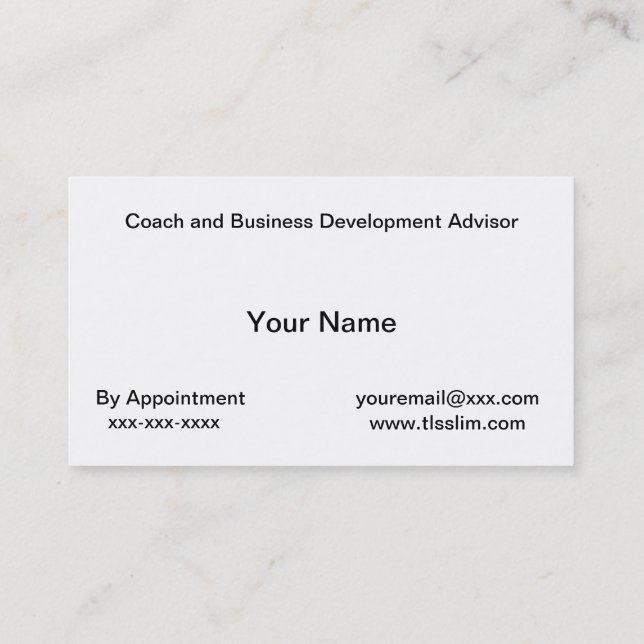 TLS Coach and Distributor business card (Back)