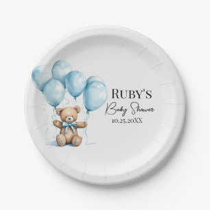 TM Teddy Bear Blue Baby Shower Paper Plates