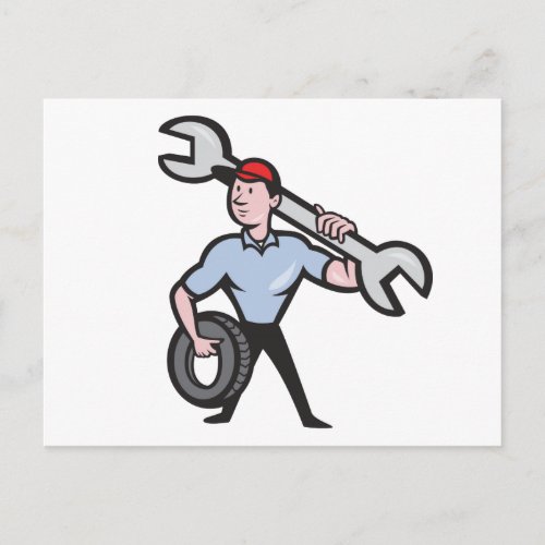 TMDTW TOUGH MECHANIC MAN WRENCH TIRE REPAIRS BUSIN POSTCARD