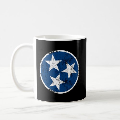 Tn 3 Star Distressed Blue And White Tennessee Stat Coffee Mug