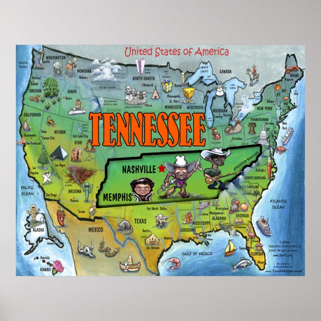 TN USA Map Poster (Front)