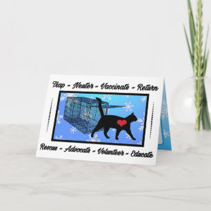 TNR CAT Rescue Trap Neuter Return XMAS Holiday Letterpress Thank You Card