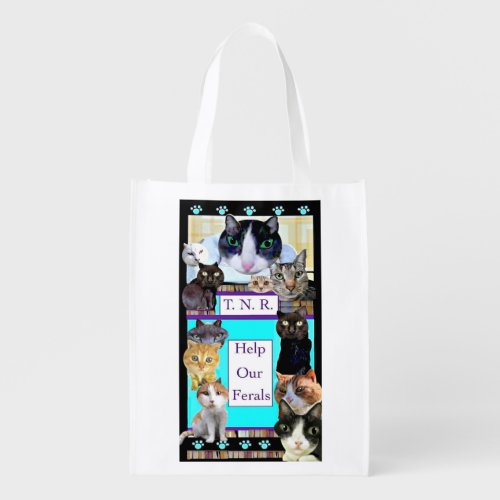 TNR Help Feral Cats  Reusable Grocery Bag