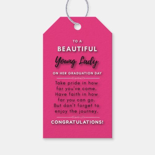To A Beautiful Young Lady On Her Graduation Day 2 Gift Tags