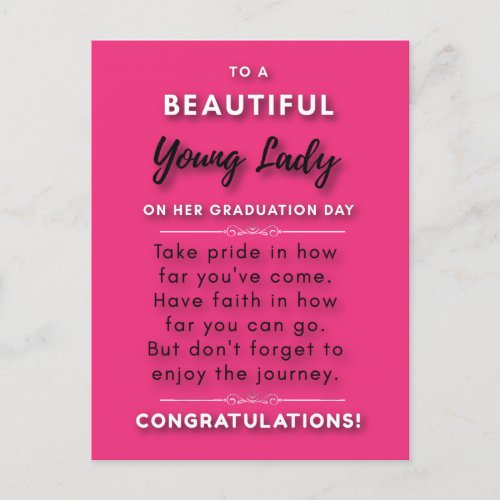 To A Beautiful Young Lady On Her Graduation Day 2  Postcard