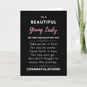 To A Beautiful Young Lady On Her Graduation Day Card