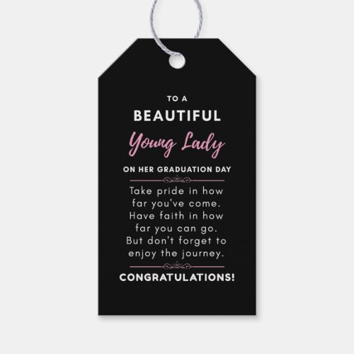 To A Beautiful Young Lady On Her Graduation Day Gift Tags