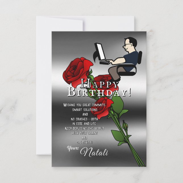 To a brilliant software engineer's birthday card (Front)