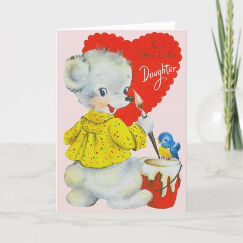 To A Dear Little Daughter Custom Retro Valentine Holiday Card