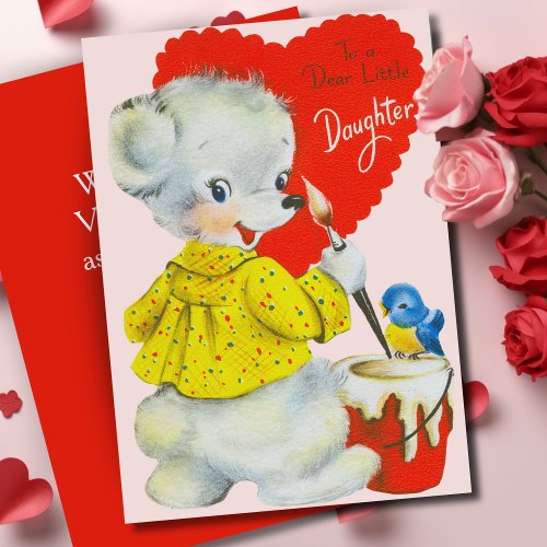 To A Dear Little Daughter Custom Vintage Valentine Holiday Card