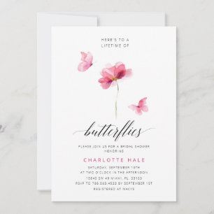 To a Lifetime of Butterflies Pink Bridal Shower Invitation