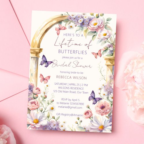 To a lifetime of butterflies spring bridal shower invitation