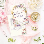 To a lifetime of butterflies spring bridal shower thank you card<br><div class="desc">To a lifetime of butterflies Enchanted garden pastel butterflies and flowers bridal shower thank you card,  English garden boho flowers arch lilac pastel pink spring summer bridal shower thank you cards</div>
