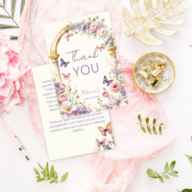 To a lifetime of butterflies spring bridal shower thank you card (To a lifetime of butterflies spring summer bridal shower thank you card English enchanted garden)
