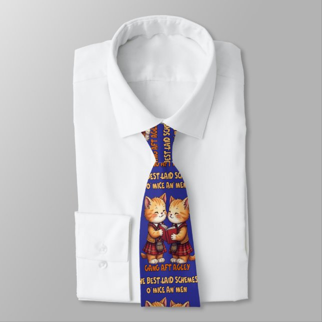 To A Mouse Orange Cats Reciting Burns Neck Tie (Tied)