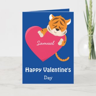 To a son on Valentine's Day Tiger Card
