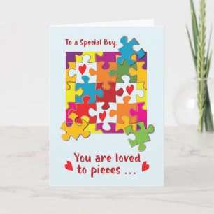 To a Special Boy Valentine Puzzle Love to Pieces Card