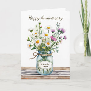 To a Special Couple Anniversary Wildflowers in Jar Card