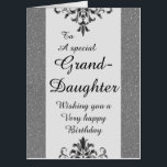 To a special granddaughter big birthday card<br><div class="desc">A glamorous,  pretty,  stylish and very special birthday card for her</div>