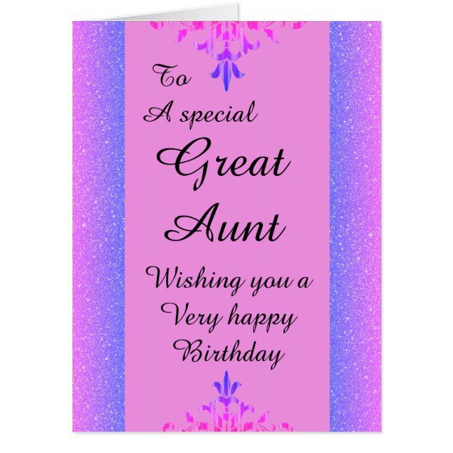 To a special great aunt big birthday card (Front)