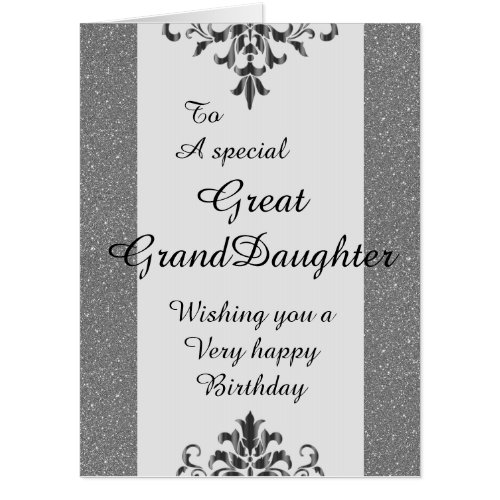 To a special great granddaughter big birthday card