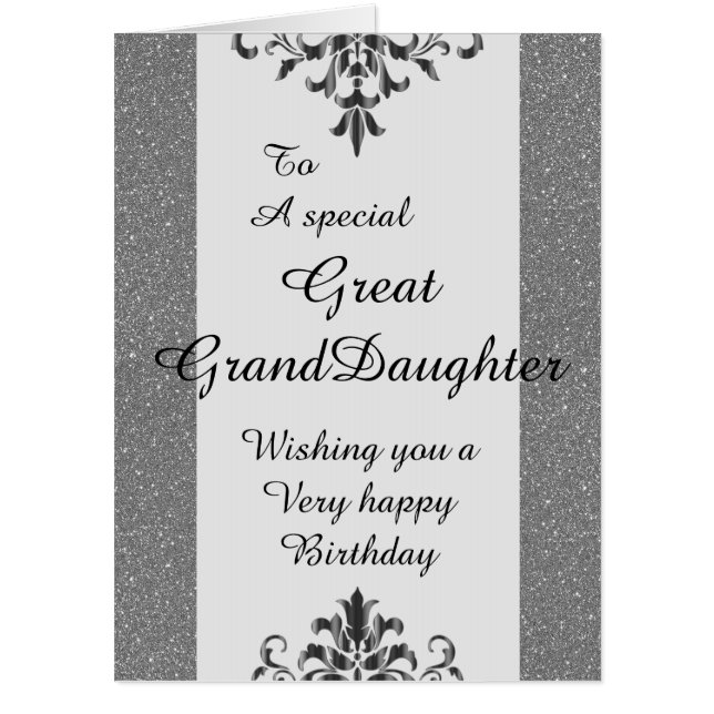 To a special great granddaughter big birthday card (Front)