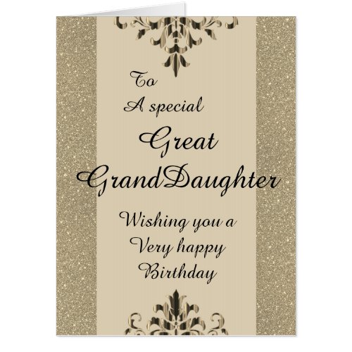 To a special great granddaughter big birthday card