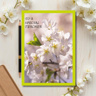 To A Special Teacher Japanese Cherry Blossom Letterpress Thank You Card