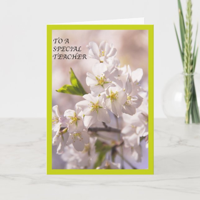 To A Special Teacher Japanese Cherry Blossom Thank You Card (Front)