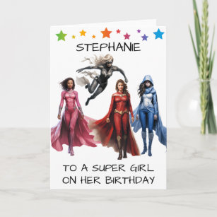 To a Super Girl on her Birthday Superhero Card