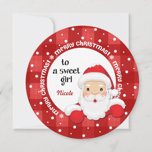 To a Sweet Girl from Santa Claus Christmas Card