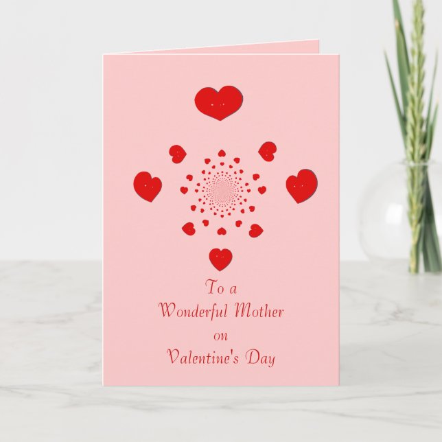 To a Wonderful Mother On Valentine's Day Holiday Card (Front)