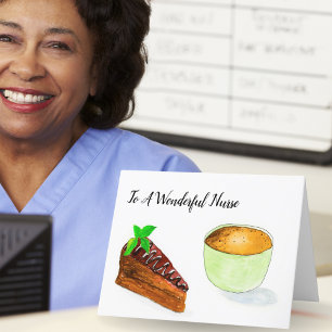 To A Wonderful Nurse With Chocolate Cake & Coffee Letterpress Thank You Card