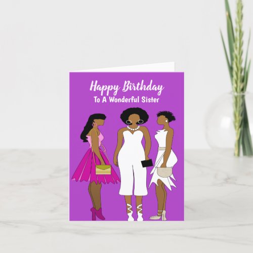 To A Wonderful Sister Afro American Birthday Card