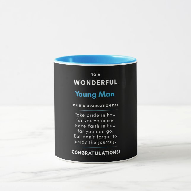 To A Wonderful Young Man On His Graduation Day Mug (Center)
