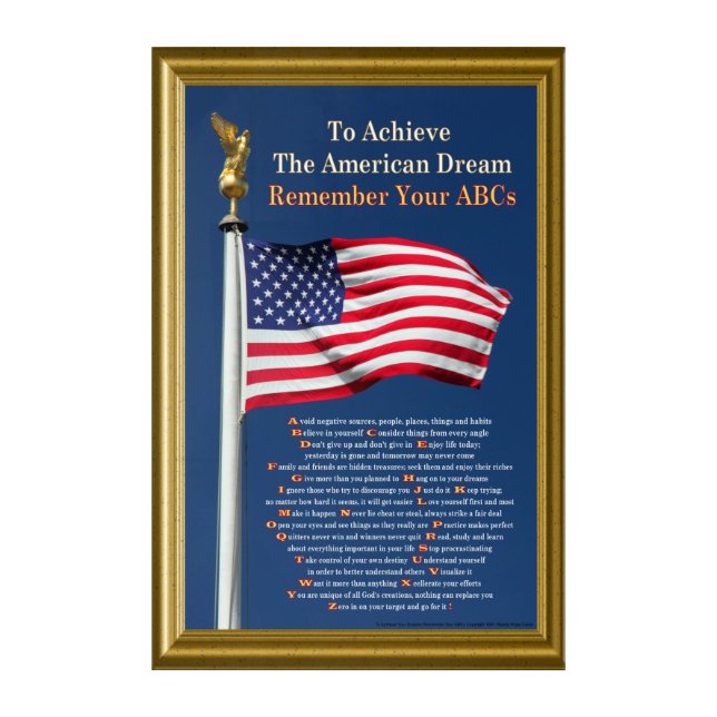 To Achieve The American Dream Remember Your ABCs Acrylic Print (Front)