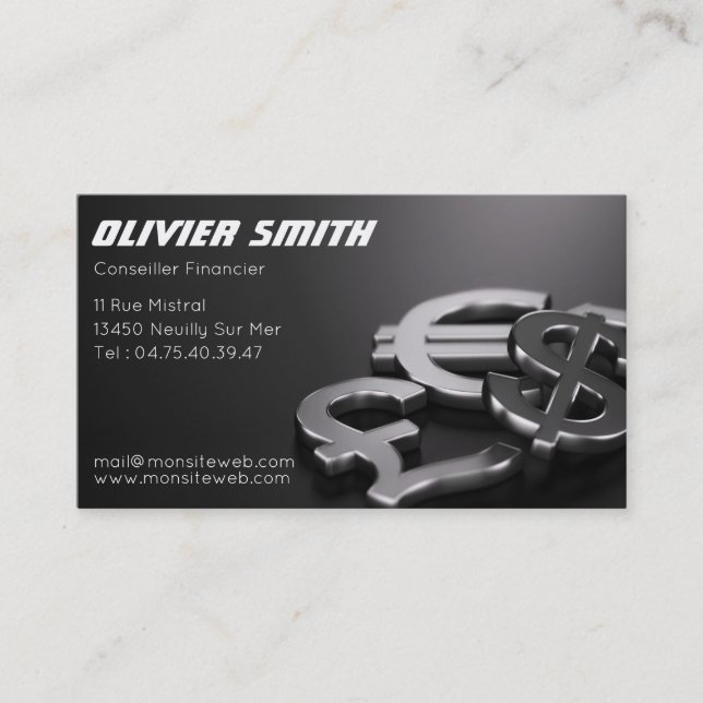 To advise Financial Business Card (Front)