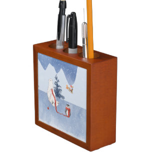 To All a Good Night Santa Polar Bear Penguin   Desk Organizer