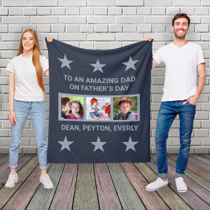 To an Amazing Dad Custom Photos & Text Fleece Blan