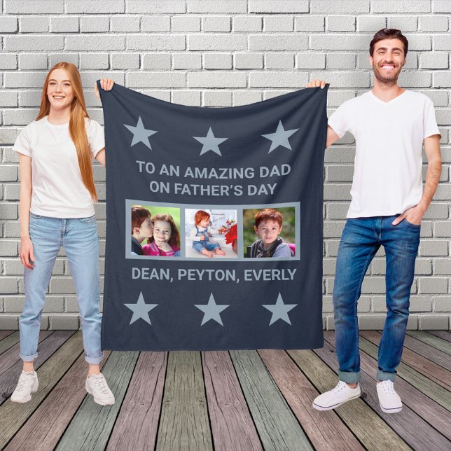 To an Amazing Dad Custom Photos & Text Fleece Blan (Creator Uploaded)
