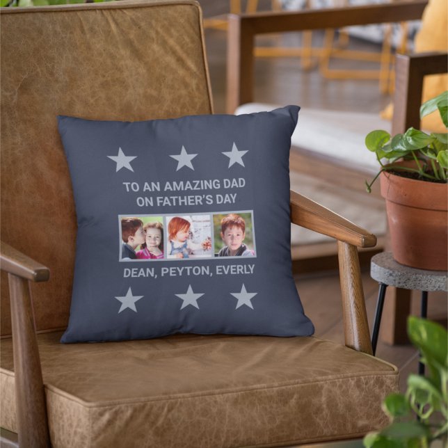 To an Amazing Dad on Father’s Day Custom Photos Throw Pillow (Creator Uploaded)