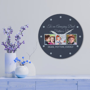To an Amazing Dad on Father’s Day Photo Large Clock