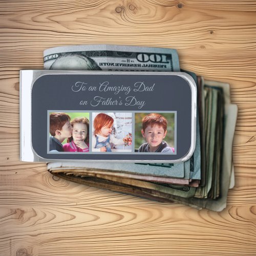 To an Amazing Dad on Fatherâs Day Photo Silver Finish Money Clip