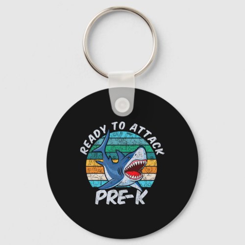 To Attack Pre_k Shark First Day Of Preschool  Keychain